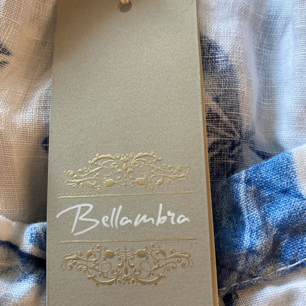 Bellambra Sleeveless Floral Print 100% Linen Dress Blue White Size S NWT - Picture 9 of 12